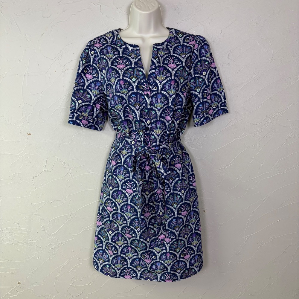 Talbots Navy Floral Print Mini Dress
